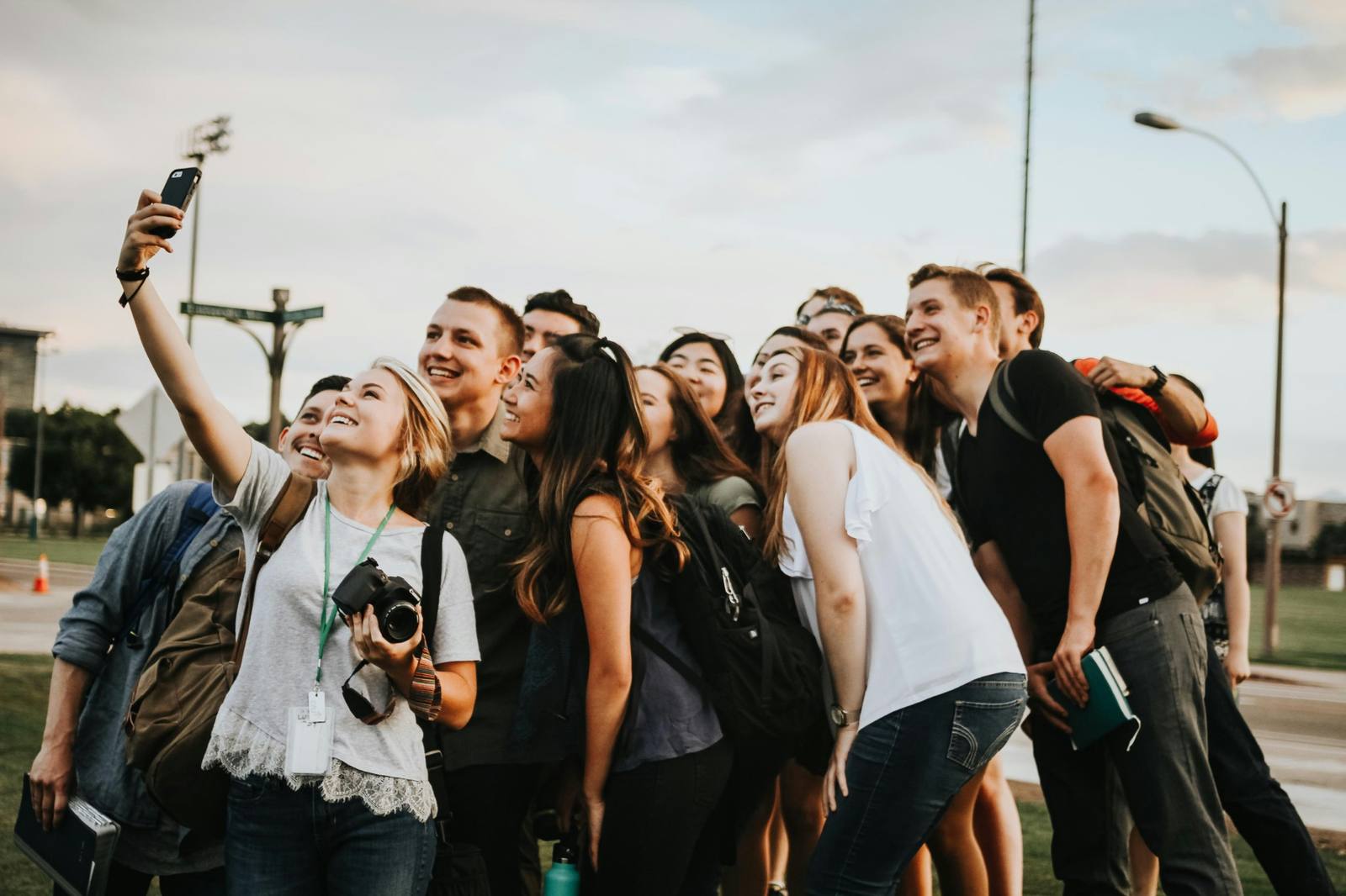 Students taking a group photo